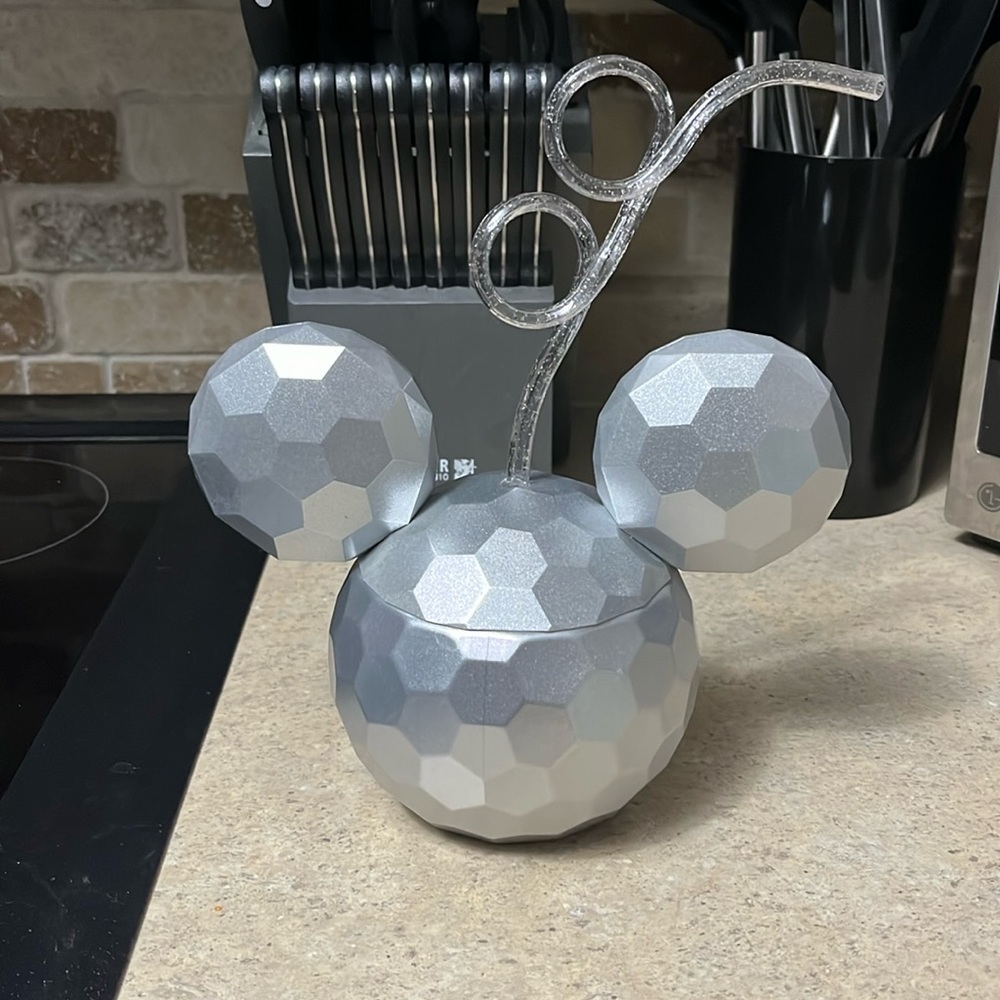 Mickey shaped tumbler with crazy straw